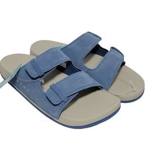 Reef Kids Ojai Slide Sandals Suede Leather Upper Dusk Blue Big Kid Size 4 Unisex